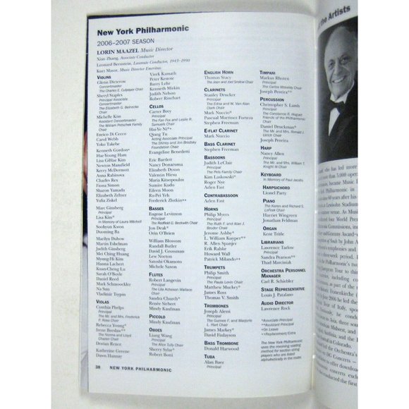 New York City Philharmonic Playbill September 2006 Ticket Maazel Heidi Murphy - Picture 9 of 11